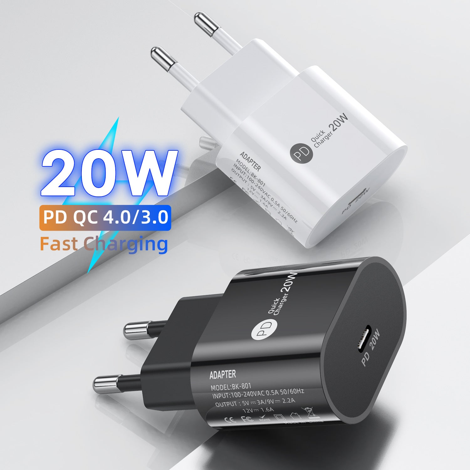 Cargador Compacto 20W PD USB-C para Carga Ultra Rápida